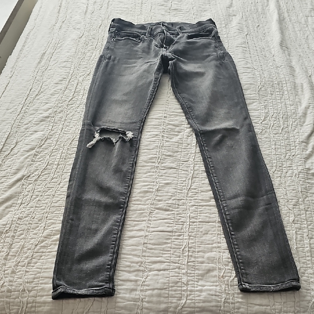 Express Charcoal Distressed Skinny Jeans